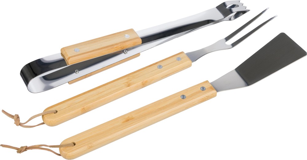 Barbecueset Kaitlyn | Rvs | 3 st | Houten handvatten